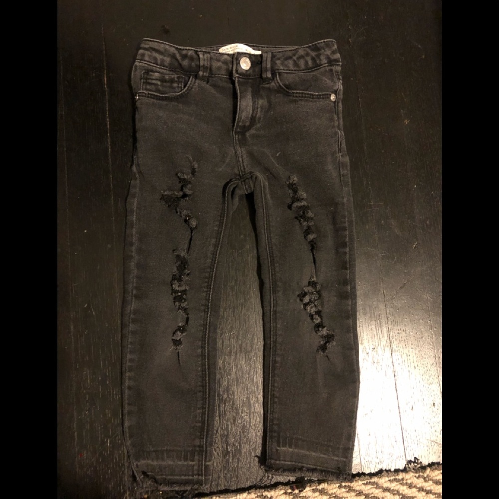 Black/Grey Girls distressed size 4 jeans